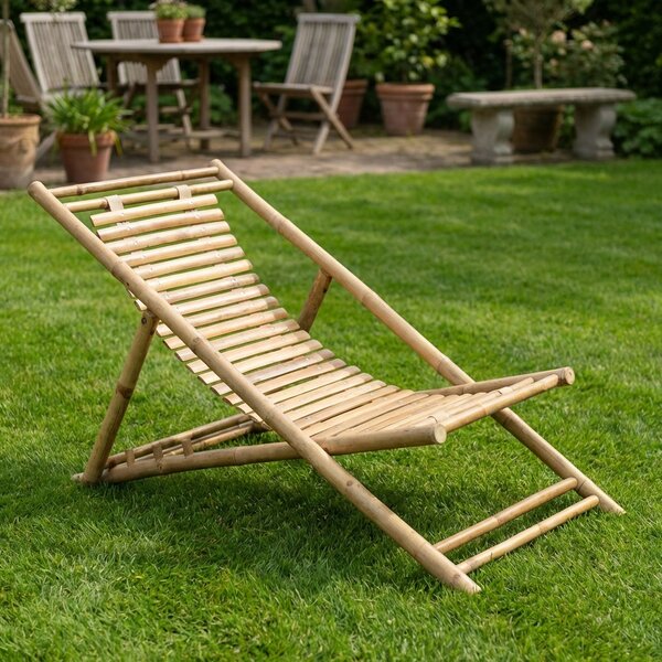 VivaGarden Sdraio da Giardino Pieghevole in Bamboo Dimensioni 117x60x68 cm colore Naturale