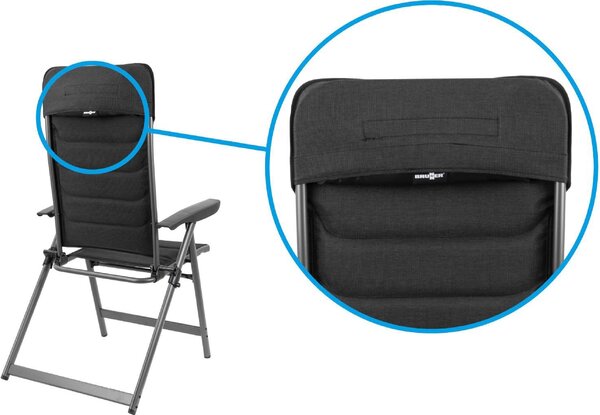 Brunner Sdraio da Giardino Pieghevole Schienale Reclinabile in Alluminio/Poliestere Dimensioni 48x38x121 cm colore Nero - Kerry Phantom