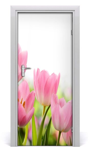 Poster adesivo per porta Tulipani rosa 75x205 cm
