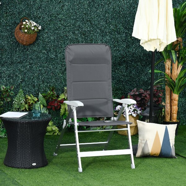VivaGarden Sdraio da Giardino Pieghevole Schienale Reclinabile in Alluminio/Tessuto Dimensioni 75x61,5x76-115 cm colore Grigio