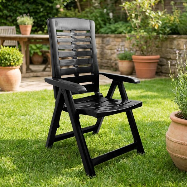 IPAE PROGARDEN Sdraio da Giardino Pieghevole Schienale Reclinabile in Polipropilene Dimensioni 60x61x109 cm colore Antracite - Yuma