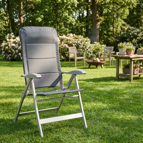 VivaGarden Sdraio da Giardino Pieghevole Schienale Reclinabile in Alluminio/Tessuto Dimensioni 75x61,5x76-115 cm colore Grigio
