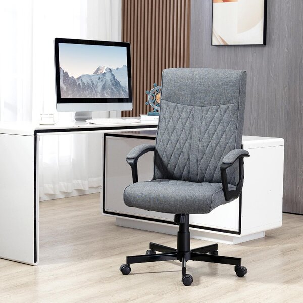 DecHome Sedia da Ufficio con Ruote Braccioli e Poggiatesta in Tessuto colore Grigio Scuro