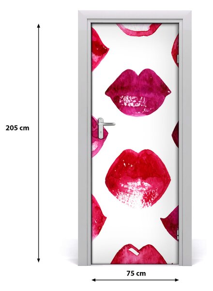 Adesivo per porta interna labbra rosse 75x205 cm