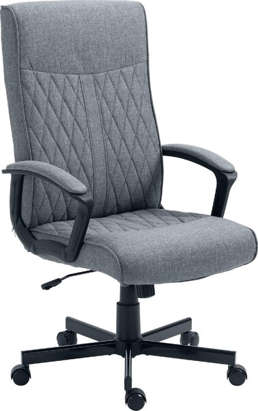 DecHome Sedia da Ufficio con Ruote Braccioli e Poggiatesta in Tessuto colore Grigio Scuro