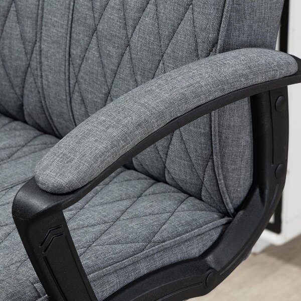DecHome Sedia da Ufficio con Ruote Braccioli e Poggiatesta in Tessuto colore Grigio Scuro