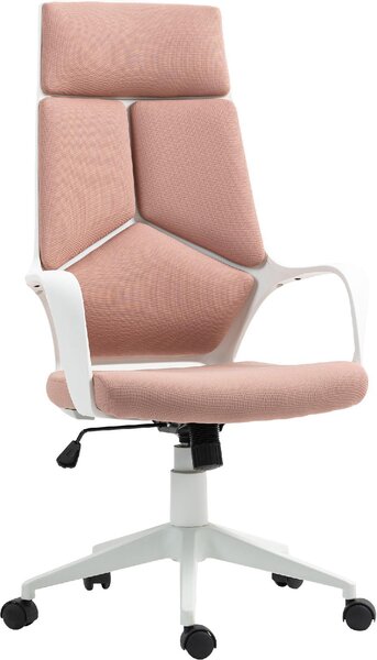 Icon Space Sedia da Ufficio Ergonomica con Ruote Braccioli e Poggiatesta in Tessuto colore Rosa/Bianco