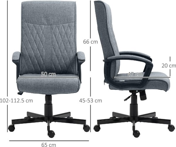 DecHome Sedia da Ufficio con Ruote Braccioli e Poggiatesta in Tessuto colore Grigio Scuro