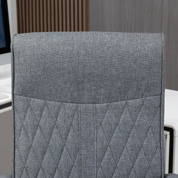 DecHome Sedia da Ufficio con Ruote Braccioli e Poggiatesta in Tessuto colore Grigio Scuro