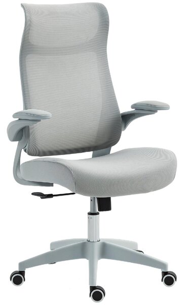 DecHome Sedia da Ufficio con Ruote Braccioli e Poggiatesta in Tessuto Mesh colore Grigio