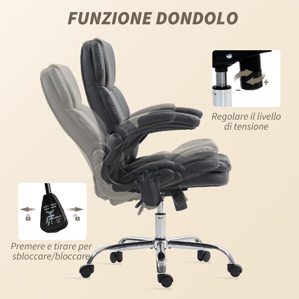 Icon Space Sedia da Ufficio con Ruote Braccioli e Poggiatesta Schienale Massaggiante e Riscaldante in Ecopelle colore Nero