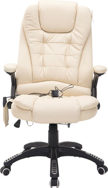 DecHome Sedia da Ufficio con Ruote Braccioli e Poggiatesta Schienale Massaggiante in Ecopelle colore Beige
