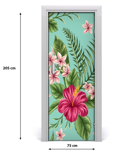 Adesivo per porta interna Fiori hawaiani 75x205 cm