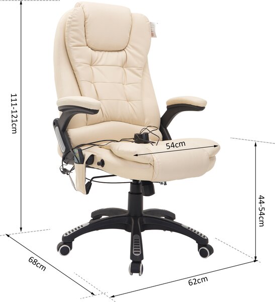 DecHome Sedia da Ufficio con Ruote Braccioli e Poggiatesta Schienale Massaggiante in Ecopelle colore Beige