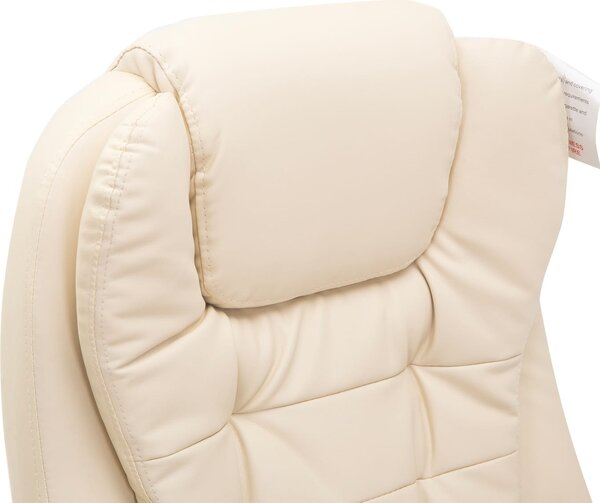 DecHome Sedia da Ufficio con Ruote Braccioli e Poggiatesta Schienale Massaggiante in Ecopelle colore Beige