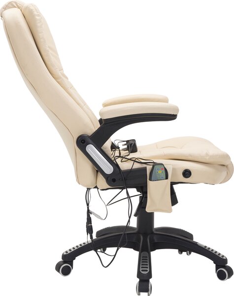DecHome Sedia da Ufficio con Ruote Braccioli e Poggiatesta Schienale Massaggiante in Ecopelle colore Beige