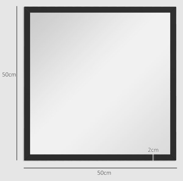 HOMCOM Specchio da parete quadrato con ganci, 50x50 cm, Nero | Aosom Italy