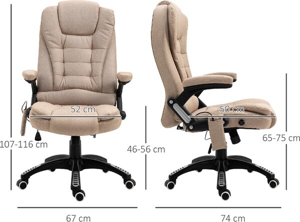 Icon Space Sedia da Ufficio con Ruote Braccioli e Poggiatesta Schienale Massaggiante in Tessuto colore Beige