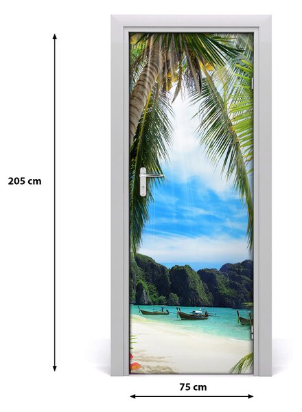 Adesivo per porta Spiaggia tropicale 75x205 cm