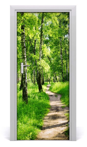 Poster adesivo per porta Foresta di betulla 75x205 cm