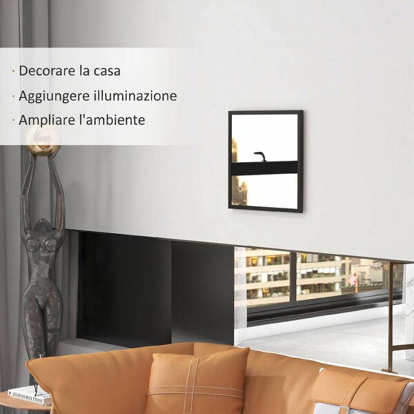 HOMCOM Specchio da parete quadrato con ganci, 50x50 cm, Nero | Aosom Italy