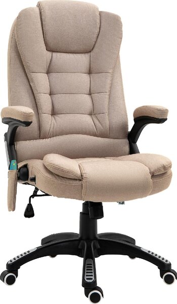 Icon Space Sedia da Ufficio con Ruote Braccioli e Poggiatesta Schienale Massaggiante in Tessuto colore Beige