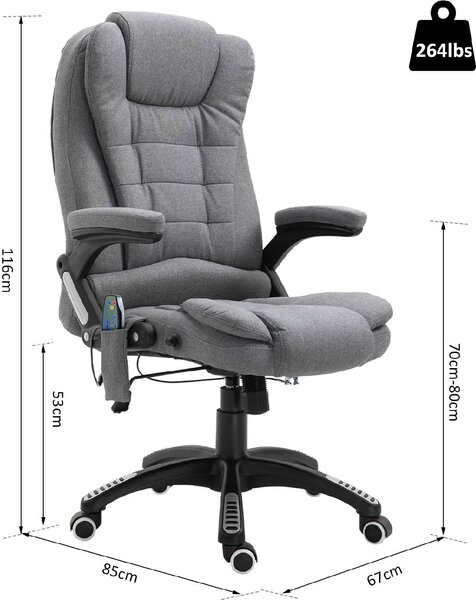 Icon Space Sedia da Ufficio con Ruote Braccioli e Poggiatesta Schienale Massaggiante in Tessuto colore grigio