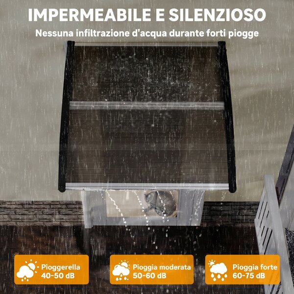 Outsunny Tettoia da Esterno in Policarbonato per Porte e Finestre con Kit Montaggio 100x100x26cm - Marrone|Aosom