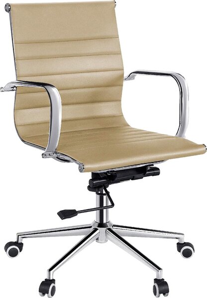 Icon Space Sedia da Ufficio con Ruote e Braccioli in Ecopelle colore Beige