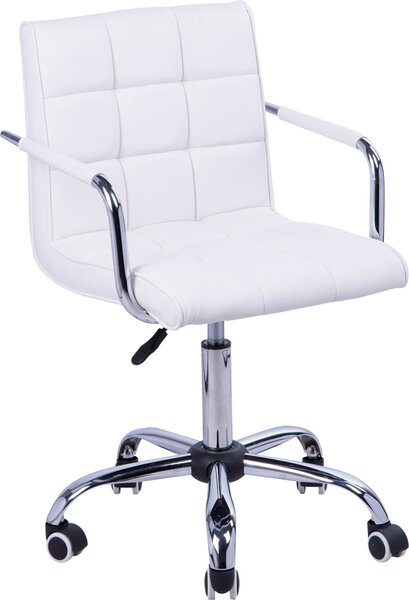 DecHome Sedia da Ufficio con Ruote e Braccioli in Ecopelle colore Bianco
