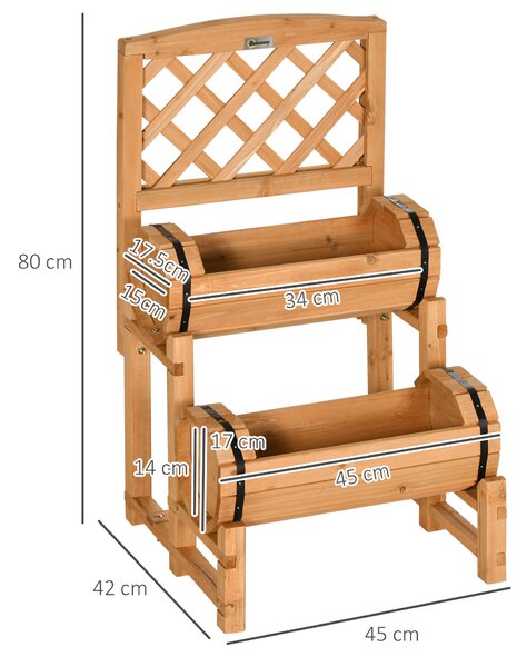 Outsunny Fioriera da Esterno a Mezza Botte in Legno d'Abete con Design Verticale Rialzato, 45x45x80 cm|Aosom