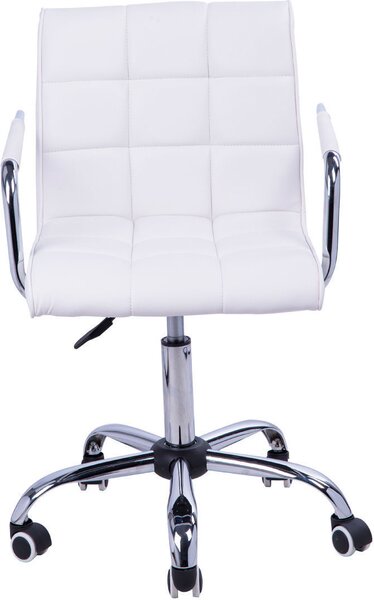 DecHome Sedia da Ufficio con Ruote e Braccioli in Ecopelle colore Bianco