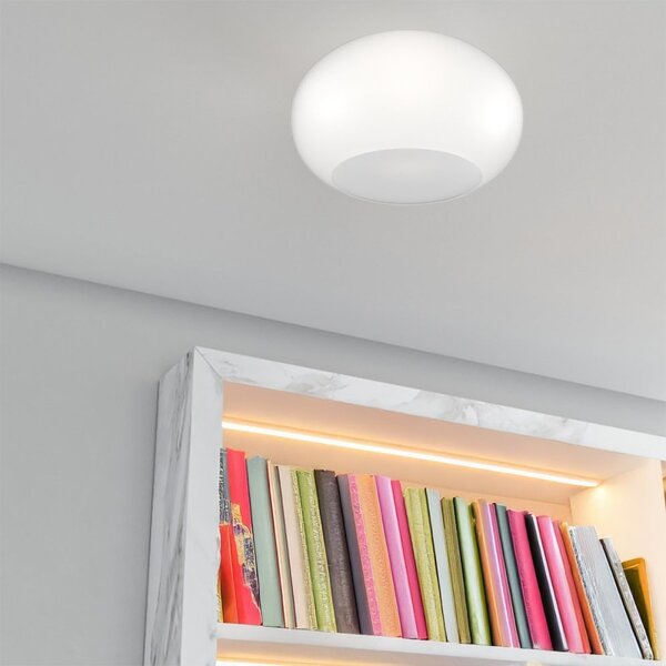 Plafoniera vetro soffiato bianco latte top light casper 1218 pl42 bi e27 led - Top Light