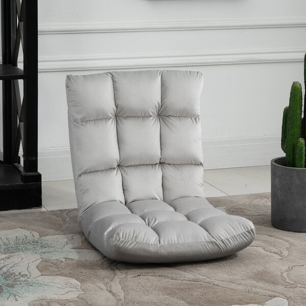 HOMCOM Poltrona Relax da Terra con Schienale Reclinabile fino 180°, 71x55x53.5cm, Grigio Chiaro