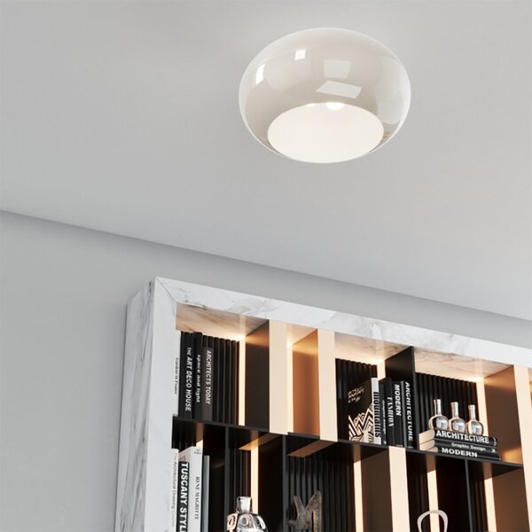 Plafoniera vetro soffiato tortora top light casper 1218 pl42 to e27 led - Top Light