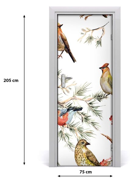 Adesivo per porta Uccelli e conifere 75x205 cm