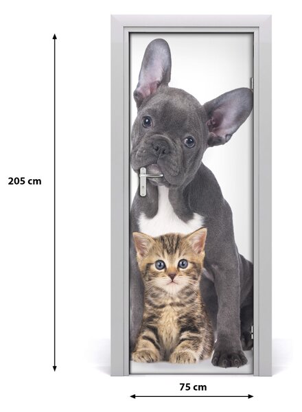 Adesivo per porta Cane e gatto 75x205 cm