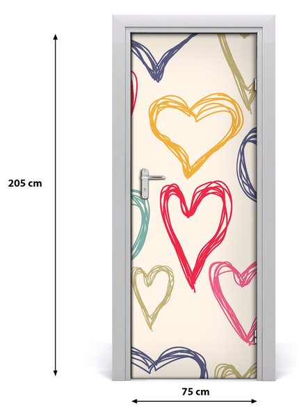 Sticker porta Cuori colorati 75x205 cm