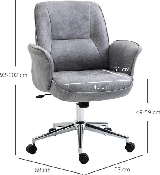 Icon Space Sedia da Ufficio con Ruote e Braccioli in Tessuto colore Grigio Chiaro