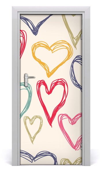 Sticker porta Cuori colorati 75x205 cm