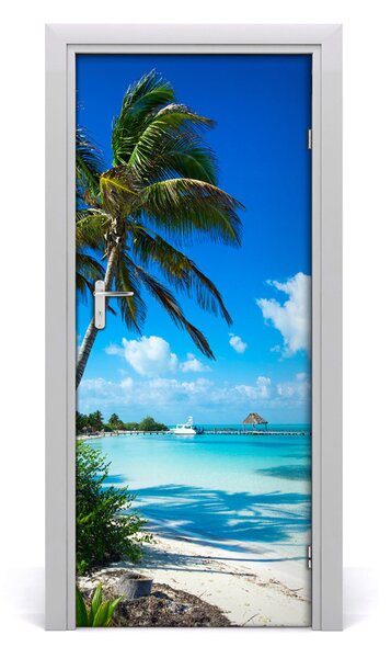 Adesivo per porta interna Spiaggia tropicale 75x205 cm