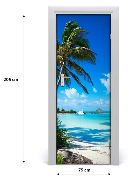 Adesivo per porta interna Spiaggia tropicale 75x205 cm