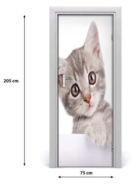 Adesivo per porta Gatto grigio 75x205 cm