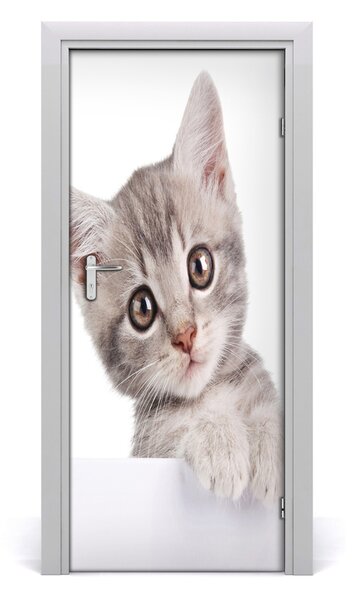 Adesivo per porta Gatto grigio 75x205 cm