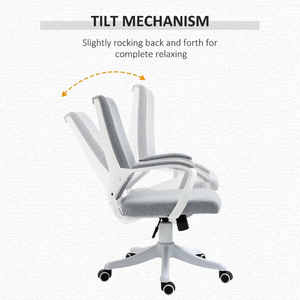 Icon Space Sedia da Ufficio con Ruote e Braccioli in Tessuto colore Grigio/Bianco