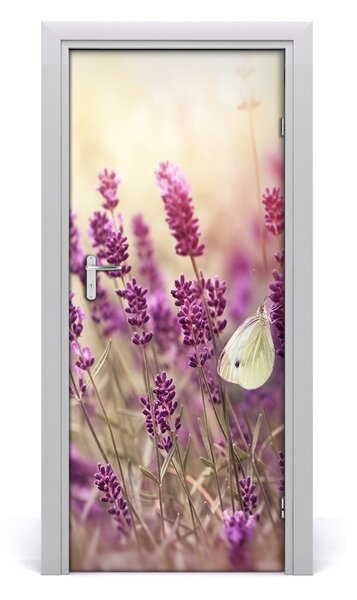 Adesivo per porta interna Fiori di lavanda 75x205 cm