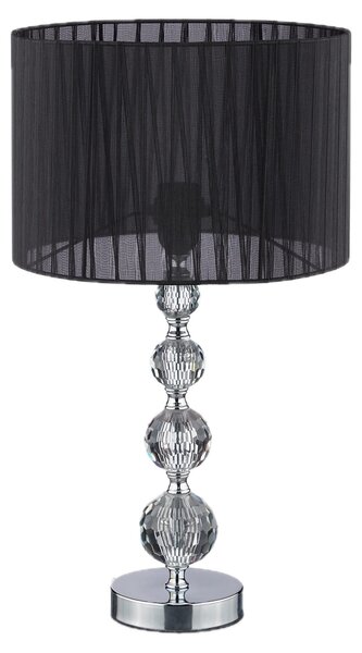 Lampada da tavolo Relaxdays, lampada da comodino con design in cristallo, A x P 54 x 29,5 cm, attacco E27, lampada da tavolo con paralume, nera