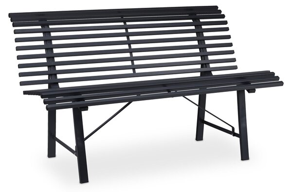 Panchina da giardino Relaxdays, a 2 posti, L x P x A: 79 x 130 x 75 cm, acciaio robusto, resistente alle intemperie, robusta, color antracite