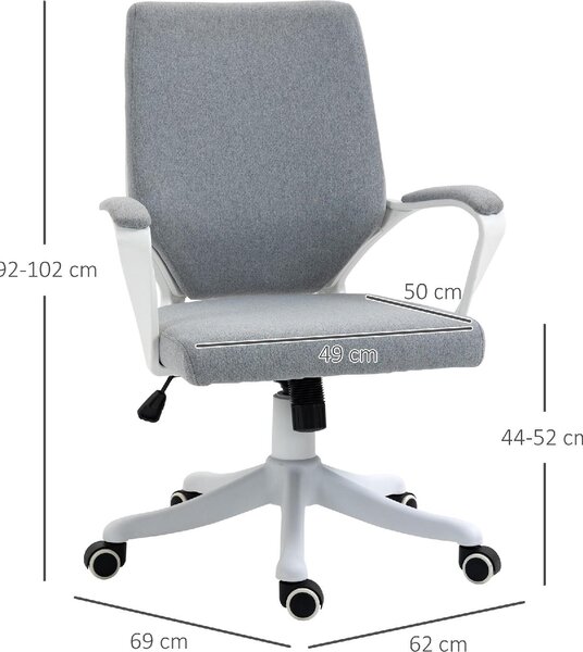 Icon Space Sedia da Ufficio con Ruote e Braccioli in Tessuto colore Grigio/Bianco