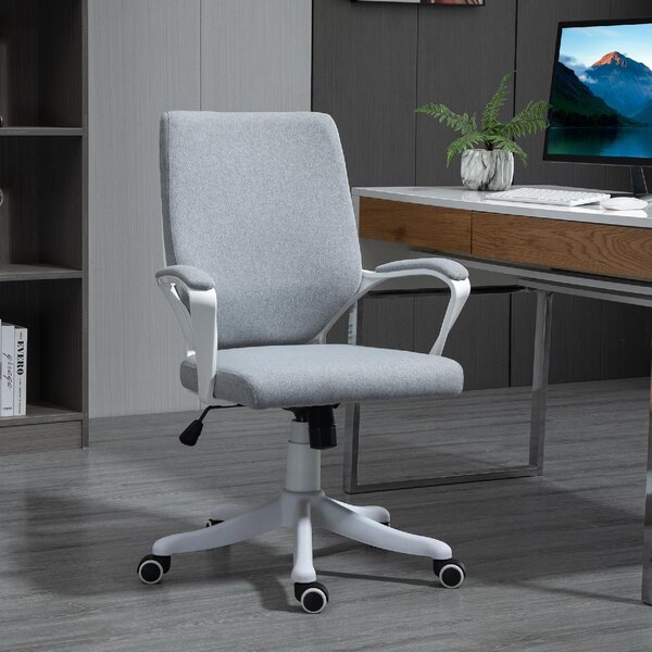 Icon Space Sedia da Ufficio con Ruote e Braccioli in Tessuto colore Grigio/Bianco